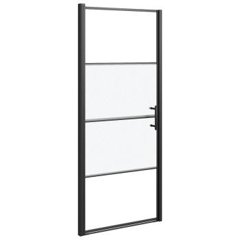 Duschtür 91x195 cm Halbmatt Hartglas Schwarz