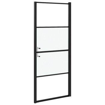 Duschtür 91x195 cm Halbmatt Hartglas Schwarz