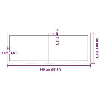 Wandregal Hellbraun 140x50x(2-4) cm Massivholz Eiche Behandelt