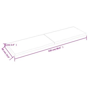 ARDEBO.de - Wandregal 220x60x(2-6) cm Massivholz Eiche Unbehandelt