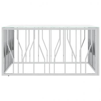 Couchtisch Silbern 100x100x50 cm Edelstahl und Glas