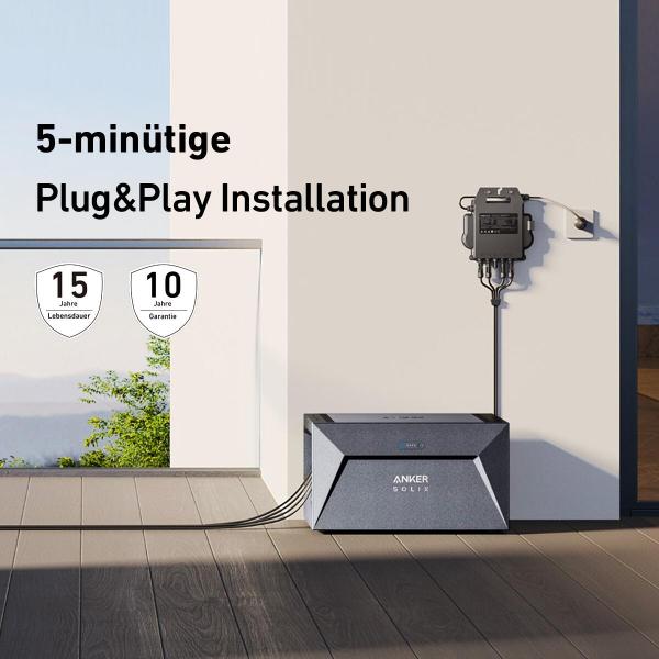 Anker SOLIX Solarbank E1600 Batteriespeicher mit 6000 Ladezyklen, LiFeP04, MC4, 1600Wh (A17C03A1)