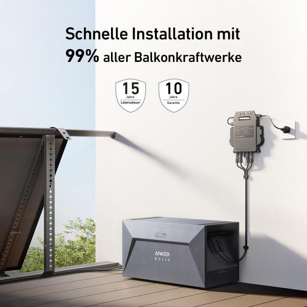 Anker SOLIX Solarbank E1600 Batteriespeicher mit 6000 Ladezyklen, LiFeP04, MC4, 1600Wh (A17C03A1)