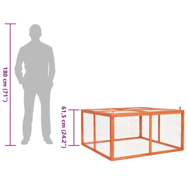 Kaninchenstall 124x120x60 cm Massivholz Tanne