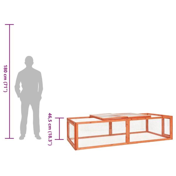 Kaninchenstall 183x90x46,5 cm Massivholz Tanne