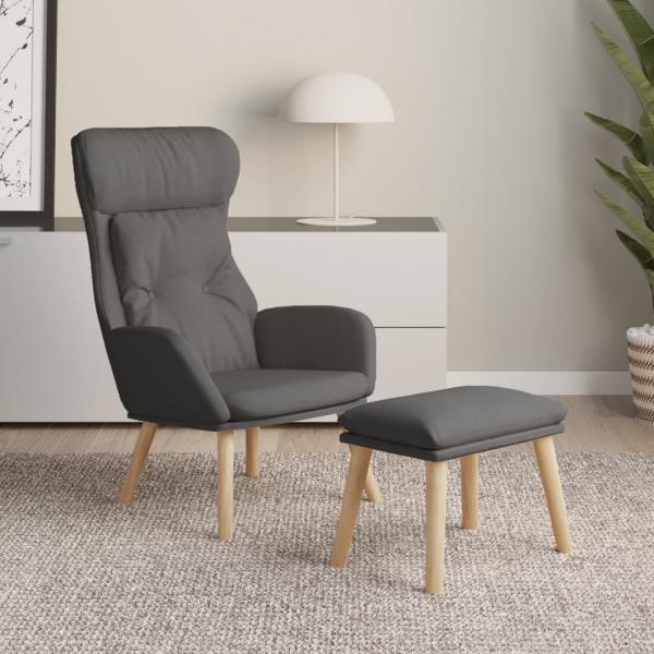 ARDEBO.de - Relaxsessel mit Hocker Dunkelgrau Stoff
