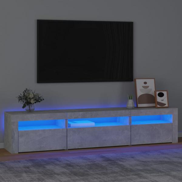 ARDEBO.de - TV-Schrank mit LED-Leuchten Betongrau 195x35x40 cm