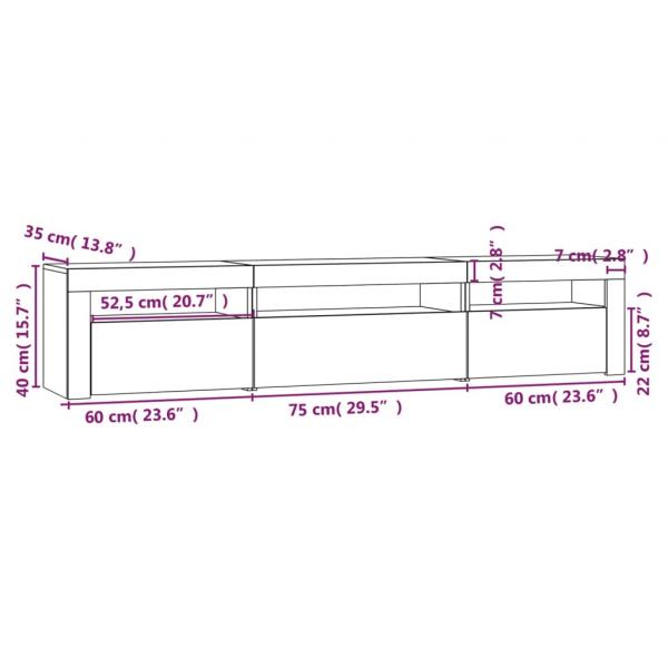 TV-Schrank mit LED-Leuchten Betongrau 195x35x40 cm