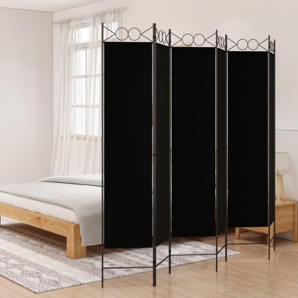 ARDEBO.de - 6-tlg. Paravent Schwarz 240x200 cm Stoff