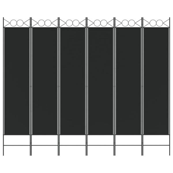 6-tlg. Paravent Schwarz 240x200 cm Stoff