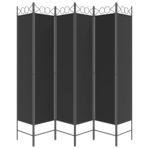 6-tlg. Paravent Schwarz 240x200 cm Stoff
