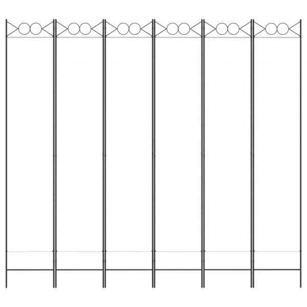 6-tlg. Paravent Weiß 240x220 cm Stoff