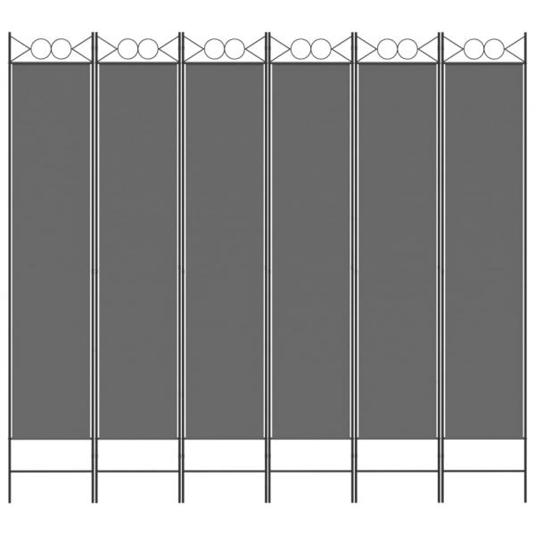 6-tlg. Paravent Anthrazit 240x220 cm Stoff