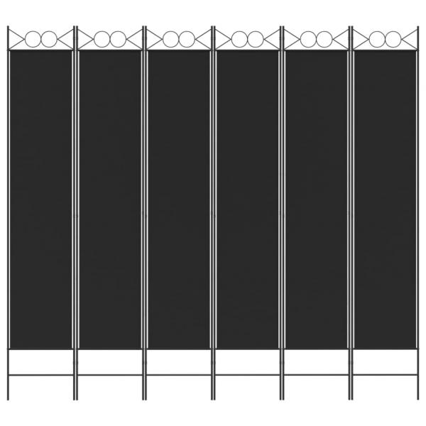 6-tlg. Paravent Schwarz 240x220 cm Stoff