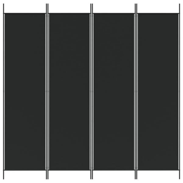 4-tlg. Paravent Schwarz 200x200 cm Stoff