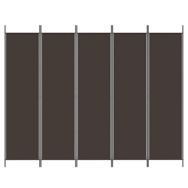 5-tlg. Paravent Braun 250x200 cm Stoff