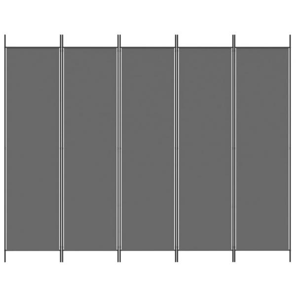 5-tlg. Paravent Anthrazit 250x200 cm Stoff