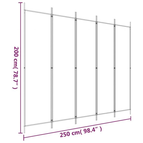 5-tlg. Paravent Anthrazit 250x200 cm Stoff