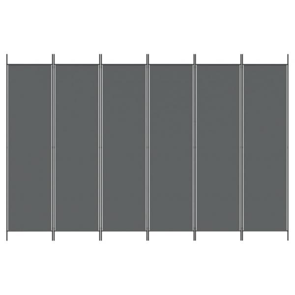 6-tlg. Paravent Anthrazit 300x200 cm Stoff