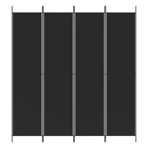 4-tlg. Paravent Schwarz 200x220 cm Stoff