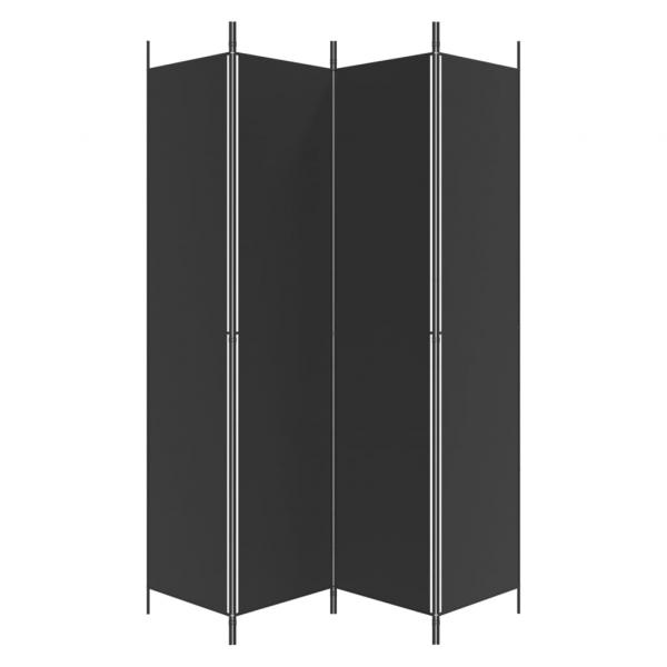4-tlg. Paravent Schwarz 200x220 cm Stoff