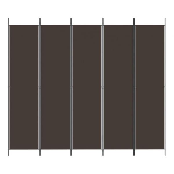 5-tlg. Paravent Braun 250x220 cm Stoff
