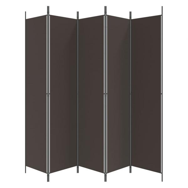5-tlg. Paravent Braun 250x220 cm Stoff