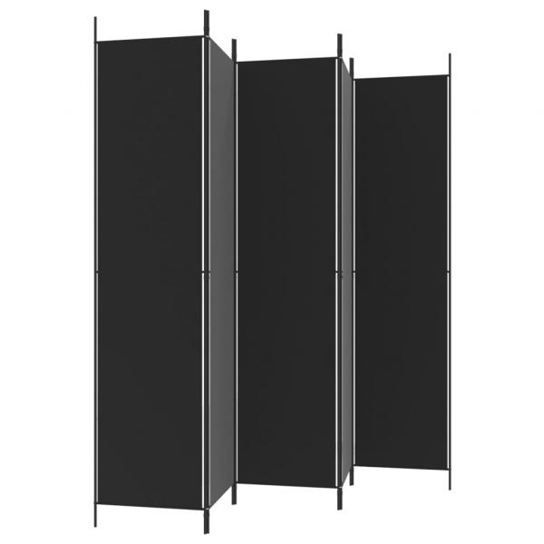 5-tlg. Paravent Schwarz 250x220 cm Stoff