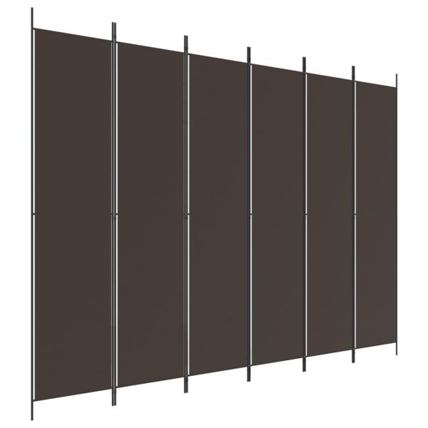 6-tlg. Paravent Braun 300x220 cm Stoff