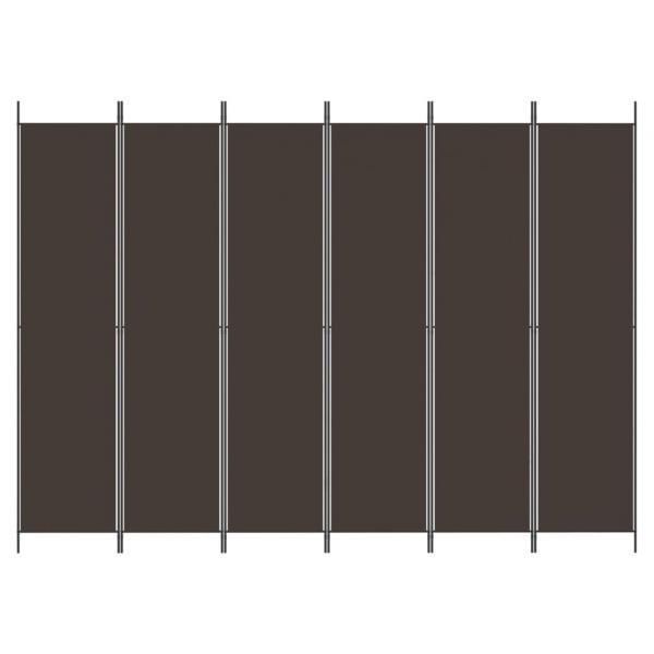6-tlg. Paravent Braun 300x220 cm Stoff