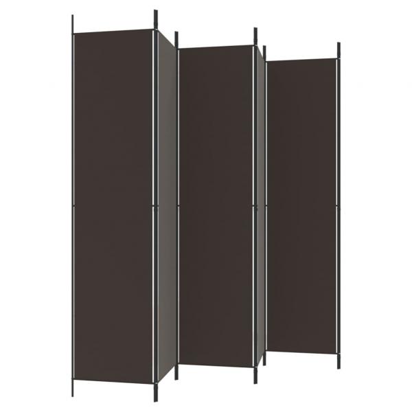 6-tlg. Paravent Braun 300x220 cm Stoff