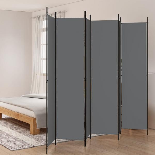 ARDEBO.de - 6-tlg. Paravent Anthrazit 300x220 cm Stoff