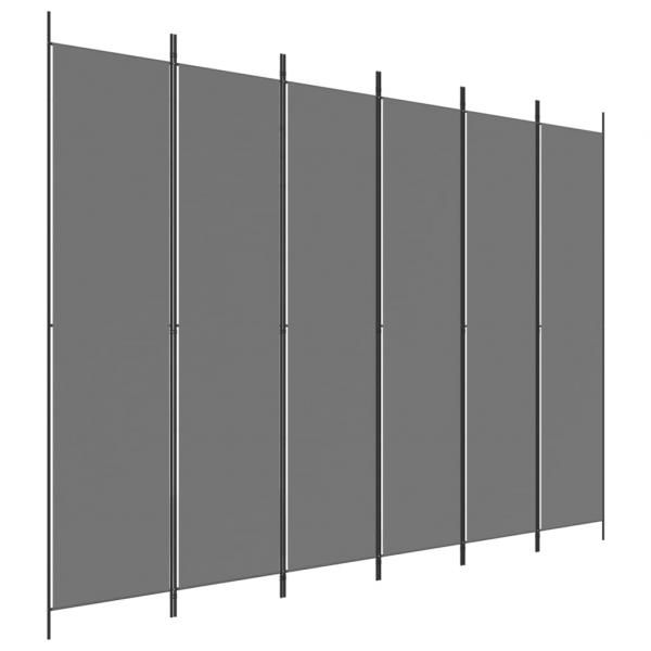 6-tlg. Paravent Anthrazit 300x220 cm Stoff