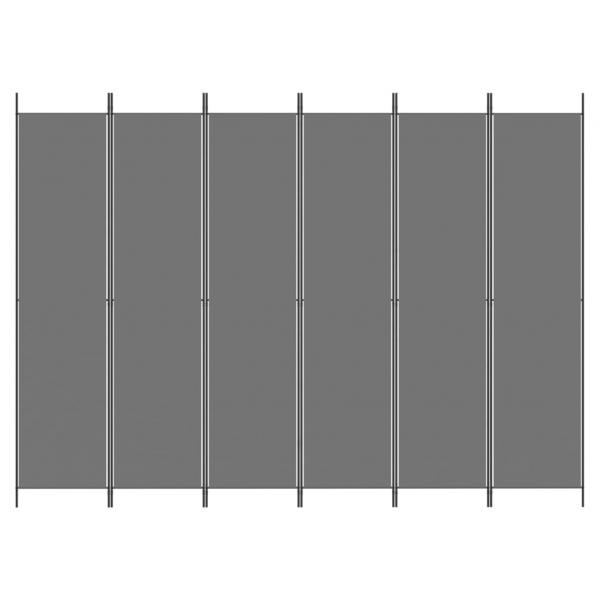 6-tlg. Paravent Anthrazit 300x220 cm Stoff