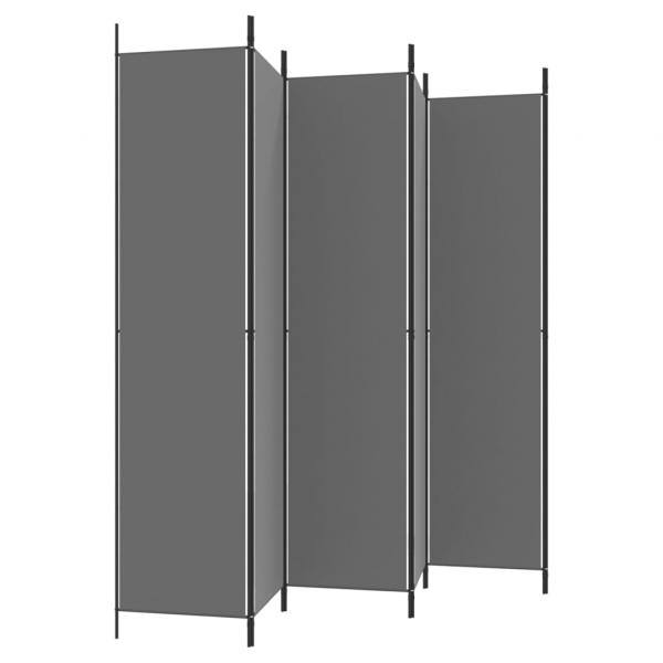 6-tlg. Paravent Anthrazit 300x220 cm Stoff