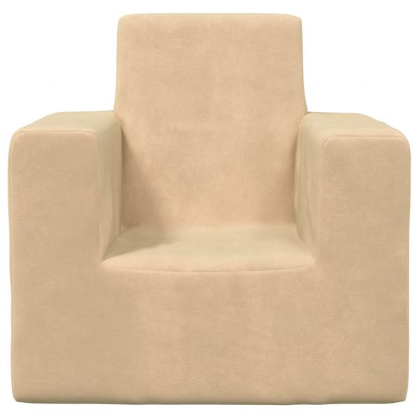 Kindersofa Creme Weich Plüsch