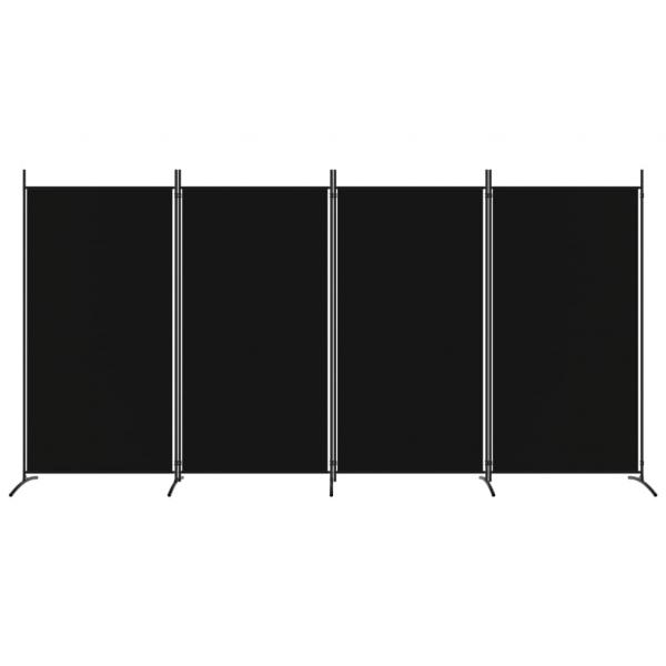 4-tlg. Paravent Schwarz 346x180 cm Stoff