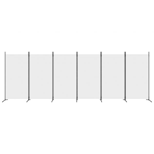 6-tlg. Paravent Weiß 520x180 cm Stoff
