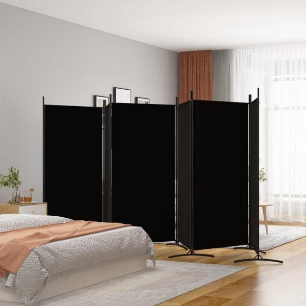 ARDEBO.de - 6-tlg. Paravent Schwarz 520x180 cm Stoff