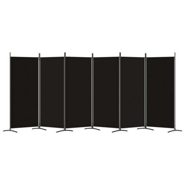 6-tlg. Paravent Schwarz 520x180 cm Stoff