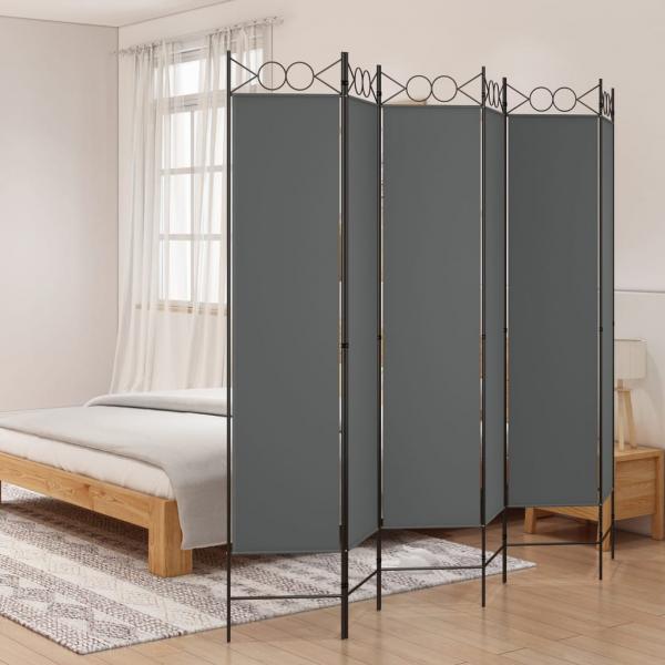 ARDEBO.de - 6-tlg. Paravent Anthrazit 240x200 cm Stoff