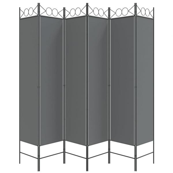 6-tlg. Paravent Anthrazit 240x200 cm Stoff