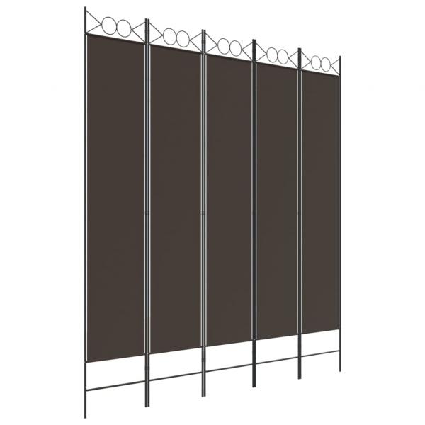 5-tlg. Paravent Braun 200x220 cm Stoff