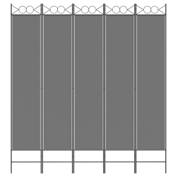 5-tlg. Paravent Anthrazit 200x220 cm Stoff