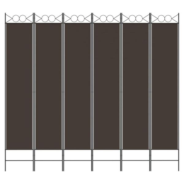 6-tlg. Paravent Braun 200x220 cm Stoff