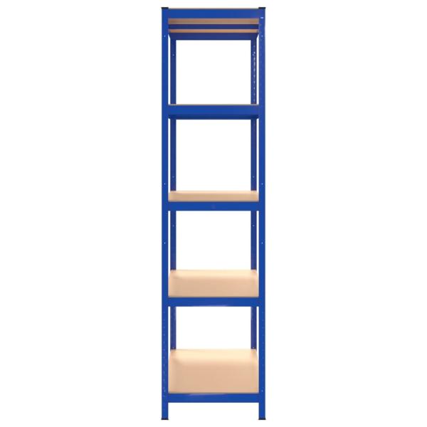 Lagerregal mit 5 Böden Blau Stahl & Holzwerkstoff