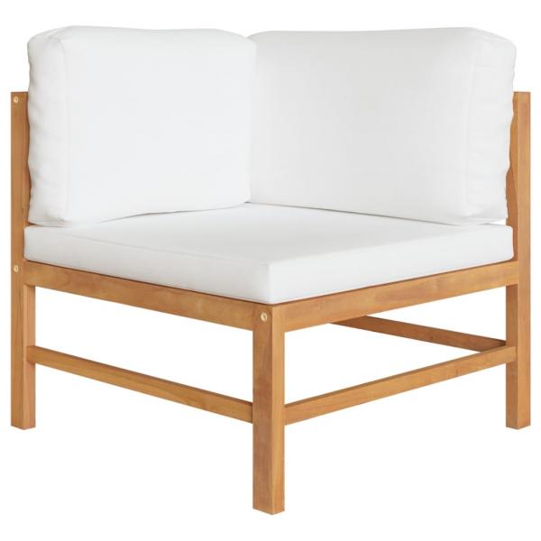 8-tlg. Garten-Lounge-Set mit Creme Kissen Massivholz Teak