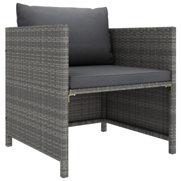 5-tlg. Garten-Lounge-Set mit Kissen Poly Rattan Grau