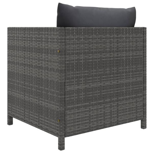 5-tlg. Garten-Lounge-Set mit Kissen Poly Rattan Grau