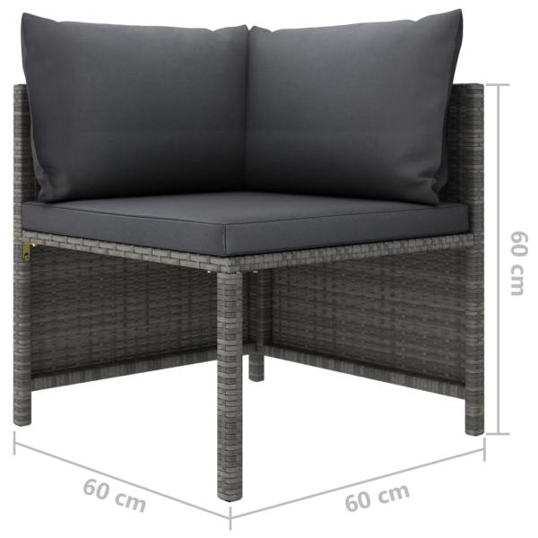 7-tlg. Garten-Lounge-Set mit Kissen Poly Rattan Grau